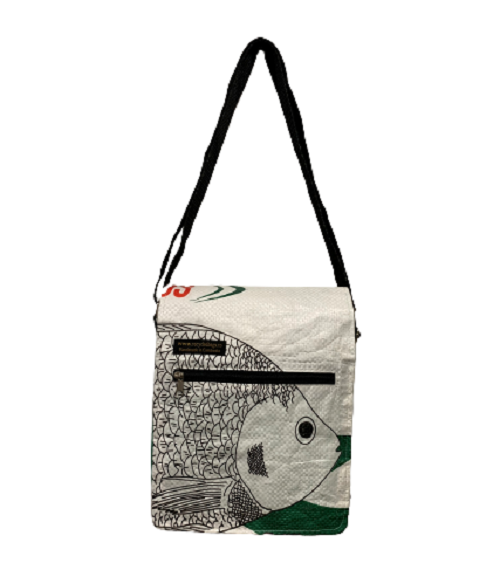 FishFeedSmallMessengerBagWhite