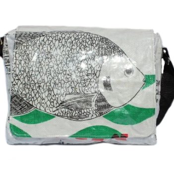 Recycled Fish Feed Messenger Bags Deluxe Hand Made