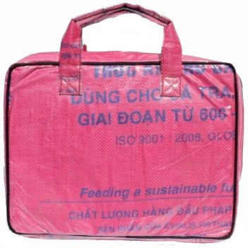 Recycled Fish Feed Deluxe Laptop Bag handmade in Cambodia