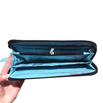 Ladies Recycled Fish Feed Long Clutch Purse with Wrist strap - Image 11
