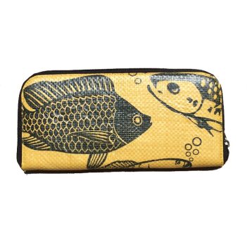 Ladies Recycled Fish Feed Long Clutch Purse with Wrist strap - Image 6