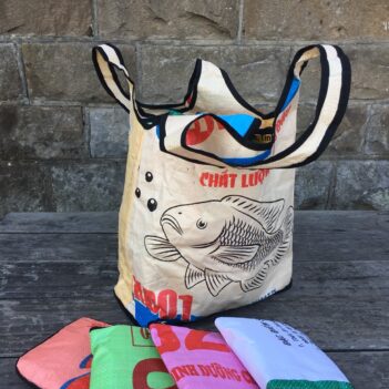 Recycled Fish Feed Foldable Shopping Bag Fair Trade from Cambodia
