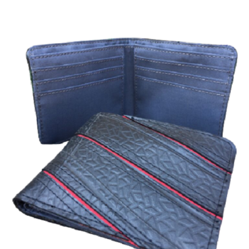 Recycled Tyre Mans Flip Diagonal Detail Wallet Fair Trade