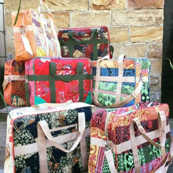 Vintage Fabric Travel Bags handmade in Cambodia Fair Trade