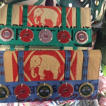 Alternative view of Soda Pop Recycled Clutch Elephant Design handmade in Cambodia
