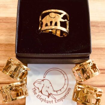 Alternative view of Three Elephants Ring made from Brass Bombshells and Bullets