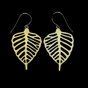 Bodhi Leaf Earings made from Brass Bombshells and Bullets