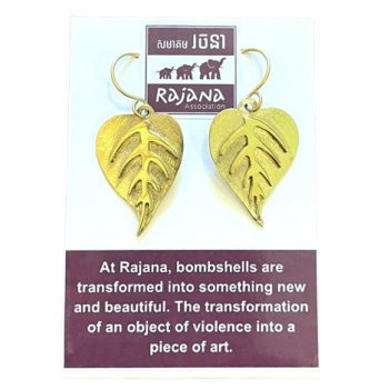 Solid Leaf Earrings made from Brass Bombshells and Bullets - Image 6