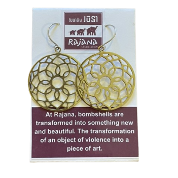 Spiral Lotus Earings made from Brass Bombshells and Bullets - Image 6