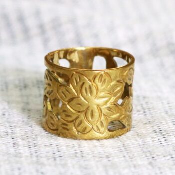 Flower Cut Out Brass Ring made from Bombshells and Bullets