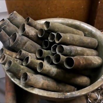 Alternative view of Flower Earings made from Brass Bombshells and Bullets