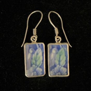 Vintage Japanese Porcelain Green Leaf Earings