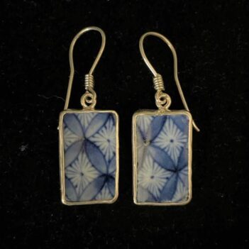 Vintage Japanese Porcelain Diamond Daisy Earings