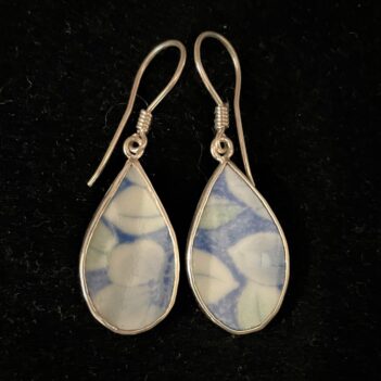 Vintage Japanese Porcelain Blossom Teardrop Earings