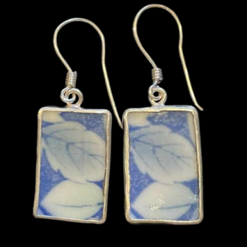 Alternative view of Vintage Japanese Porcelain Green Petal Earrings