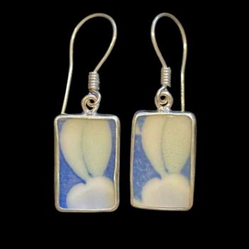 Alternative view of Vintage Japanese Porcelain and Brass Rectangle Earrings