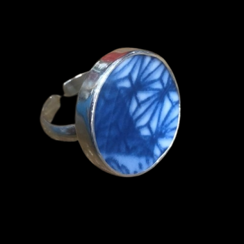 Vintage Porcelain Sterling Silver Ring Blues - Image 10
