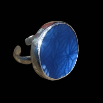 Vintage Porcelain Sterling Silver Ring Blues - Image 7
