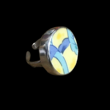 Vintage Porcelain Sterling Silver Ring Pastel - Image 6