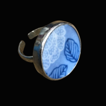 Vintage Porcelain Sterling Silver Ring - Image 12