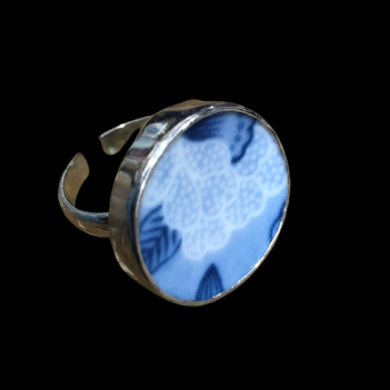 Vintage Porcelain Sterling Silver Ring - Image 13