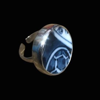 Vintage Porcelain Sterling Silver Ring - Image 14
