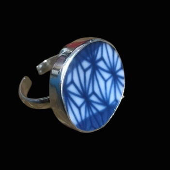 Vintage Porcelain Sterling Silver Ring - Image 16