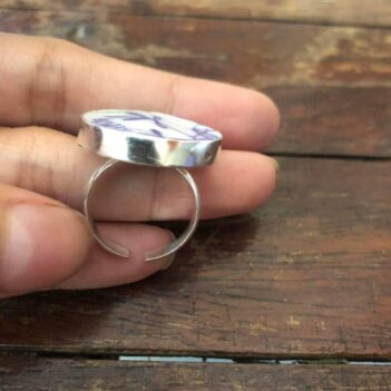 Vintage Porcelain Sterling Silver Ring - Image 5