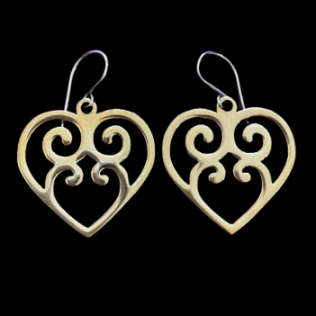 Heart Earrings made from Brass Bombshells and Bullets