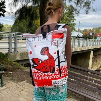 Alternative view of Fair Trade Fish Duffle Backpack