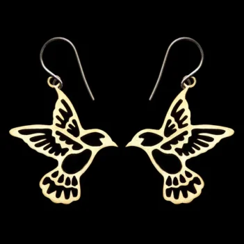 Peace Dove Earrings made from Brass Bombshells and Bullets