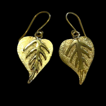 Solid Leaf Earrings made from Brass Bombshells and Bullets